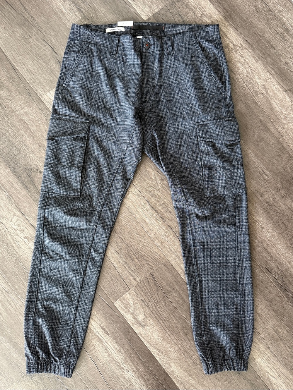 JACK & JONES Paul Tapered Cargo Trousers – Glen Check – W34 L32 – NWT